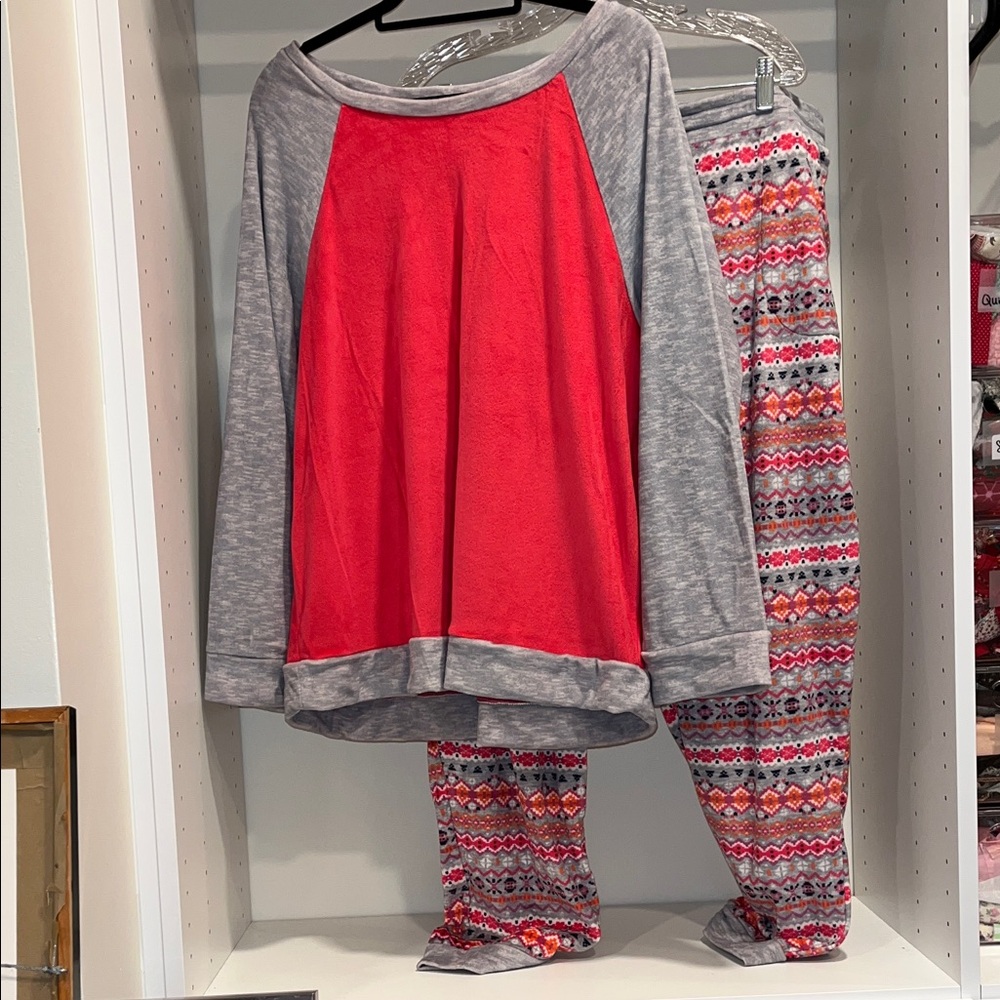 Pink and Gray Pajama Set